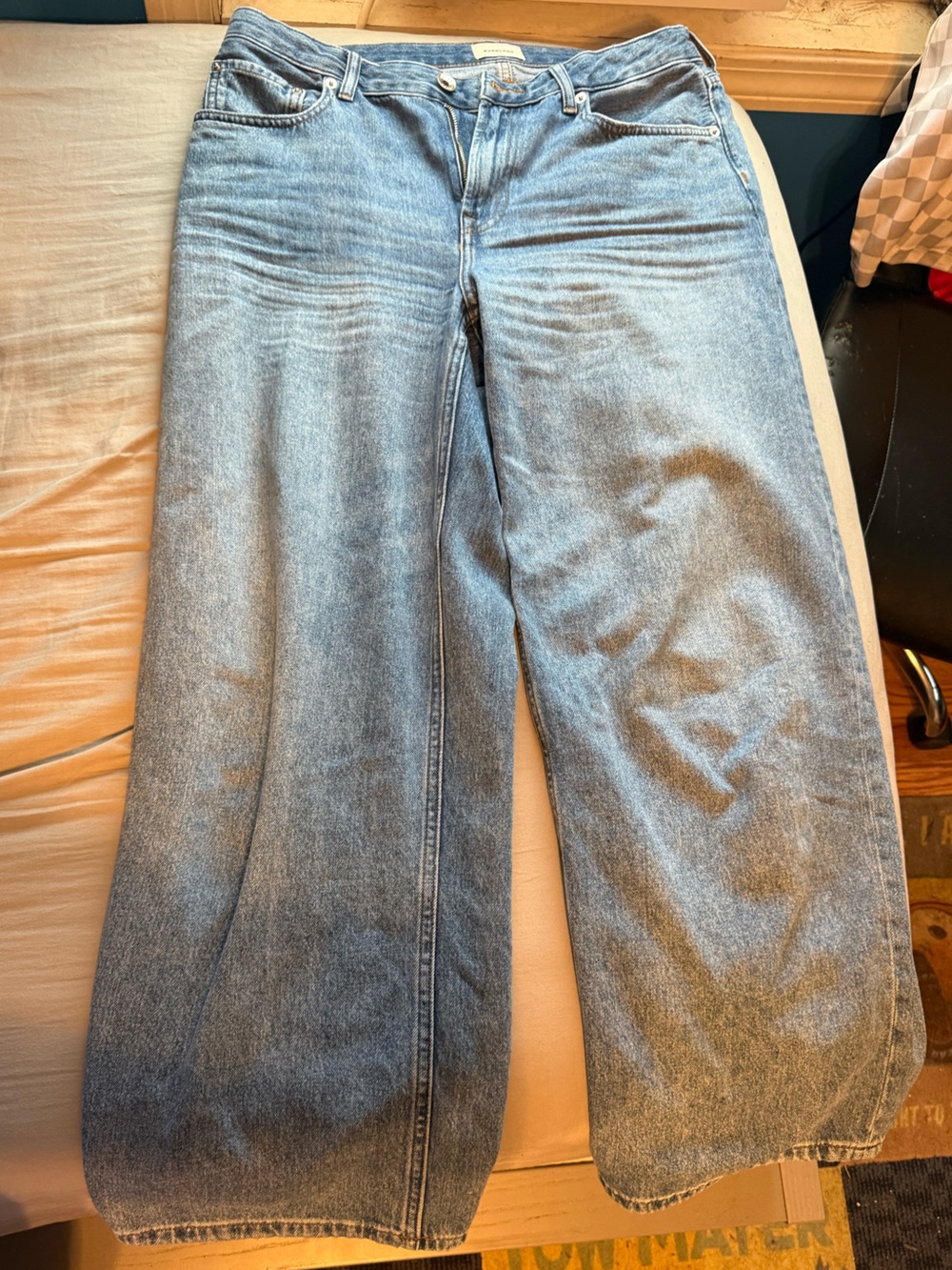 Everlane Wide Straight-Leg Jeans in Light Wash Blue